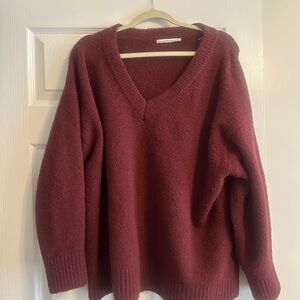 Abercrombie & Fitch Women's V-Neck Sweater in Deep Wine